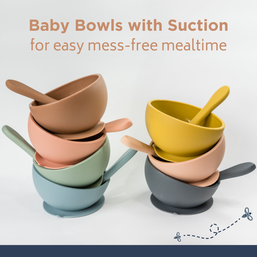 Duck Egg Blue Suction Bowl and Spoon Set