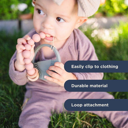 Mustard Silicone Bead & Wood Ring Pacifier Clip