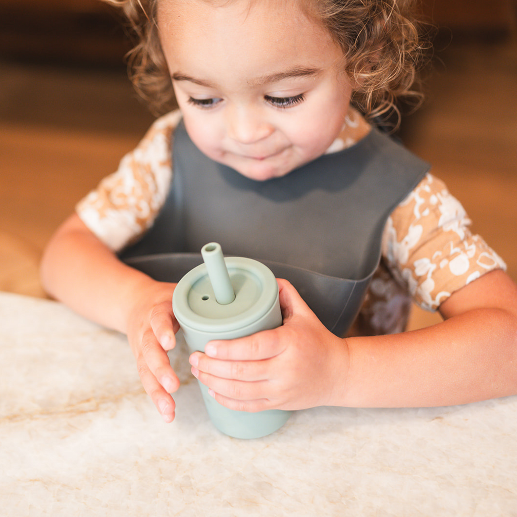 Duck Egg Blue Silicone Straw Cup