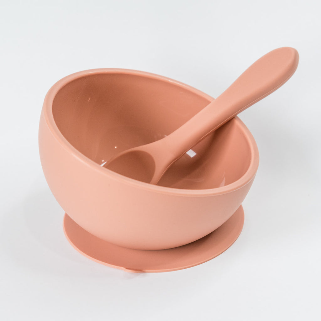 Blush Silicone Baby Suction Bowl & Spoon Set, Babeehive Goods