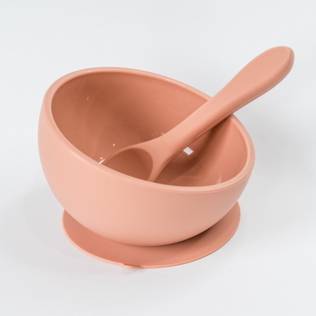 Blush Suction Bowl and Spoon Set