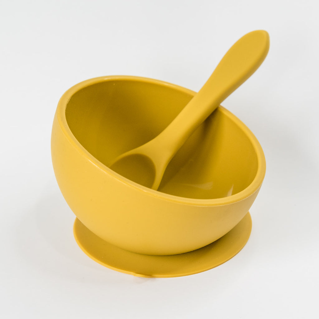 Mustard Suction Bowl and Spoon Set