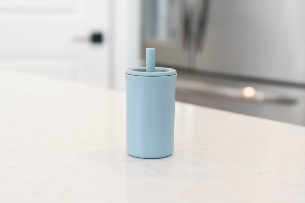 Duck Egg Blue Silicone Straw Cup, Babeehive Goods