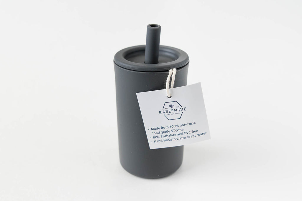 Charcoal Silicone Straw Cup