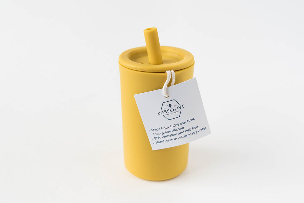 Mustard Silicone Straw Cup