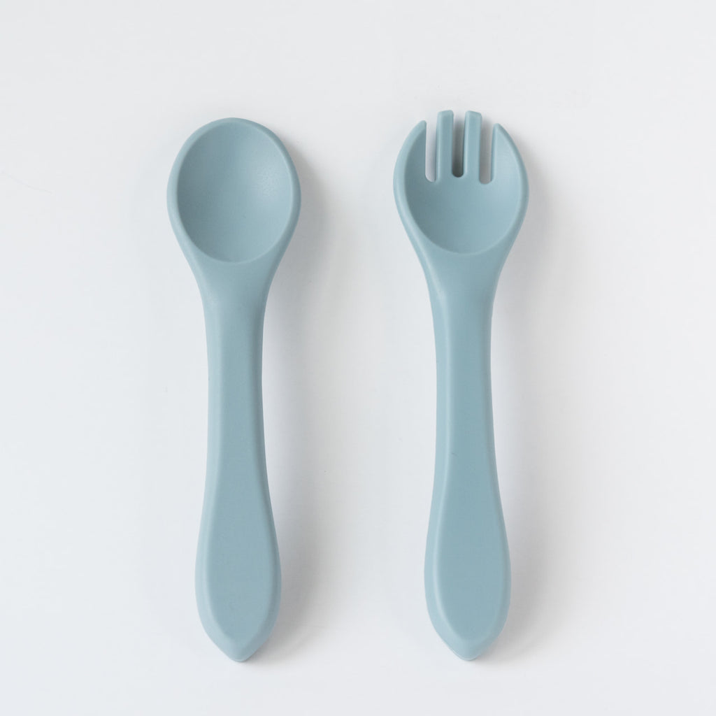 Silicone Baby Spoons - Blue & Green