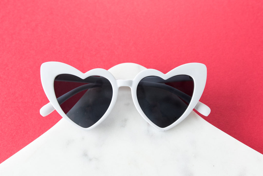 Toddler & Kid Valentines Day Heart Sunglasses - White