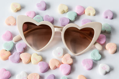 Toddler & Kid Valentines Day Heart Sunglasses - Cream